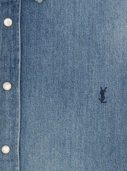Saint Laurent Cassandre Horizon Blue Denim Shirt