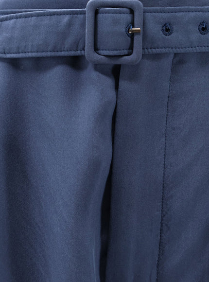 Saint Laurent Silk Trousers With Belt