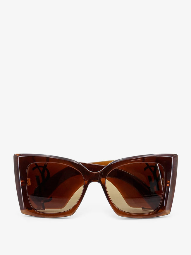 Saint Laurent Blaze Crystal Acetate Sunglasses Uni Brown Brown Nicotine