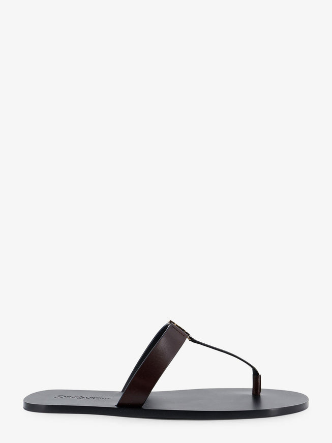 Saint Laurent Babylone Leather Sandals Ultra Dark Brown