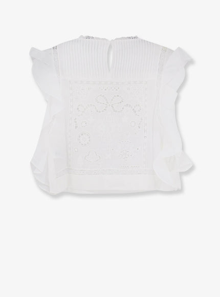 Self Portrait Ramie Top With Lace Inserts