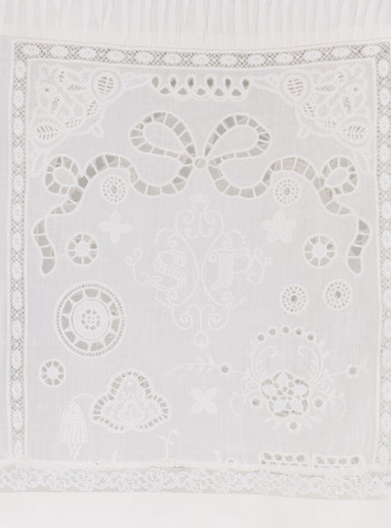 Self Portrait Ramie Top With Lace Inserts