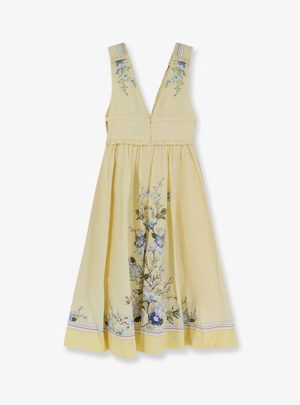 Self Portrait Long Cotton Dress With Floral Print