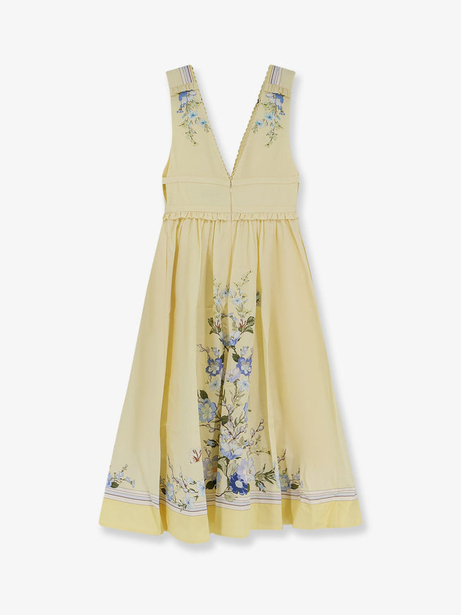 Self Portrait Long Cotton Dress With Floral Print