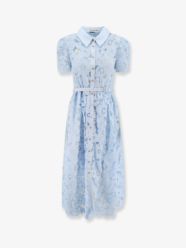 Self Portrait Long Lace Dress Blue