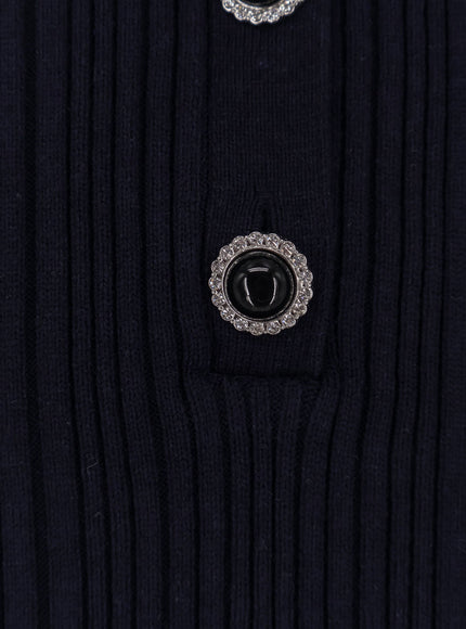 Self-Portrait Navy Ribbed Knit Mini Dress