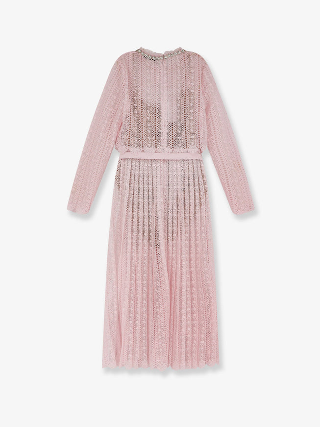 Self Portrait Lace Long Dress With Belt