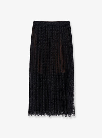 Self Portrait Organdis And Lace Skirt Black