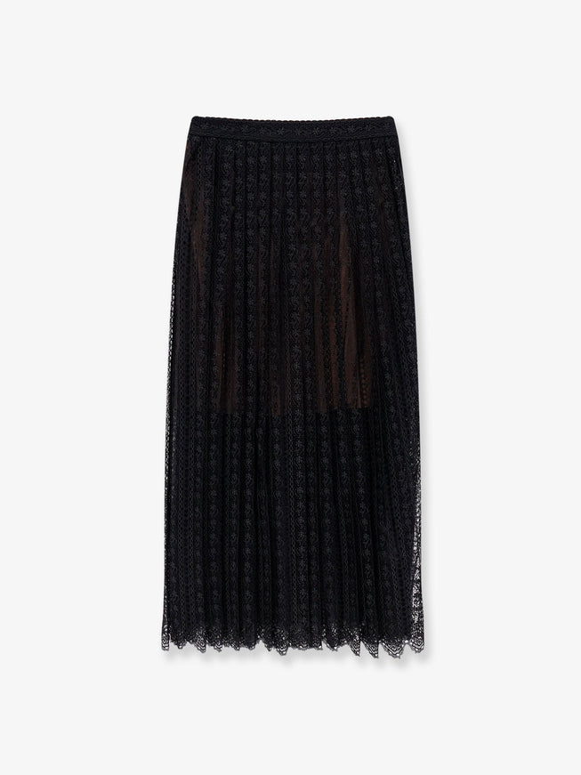 Self Portrait Organdis And Lace Skirt Black