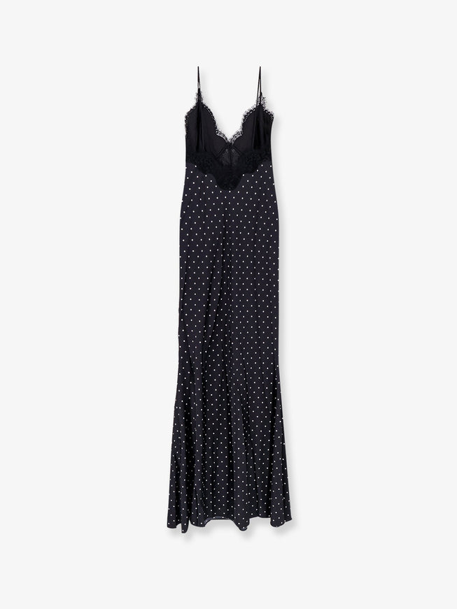 Self Portrait Polka-Dots Satin Long Dress