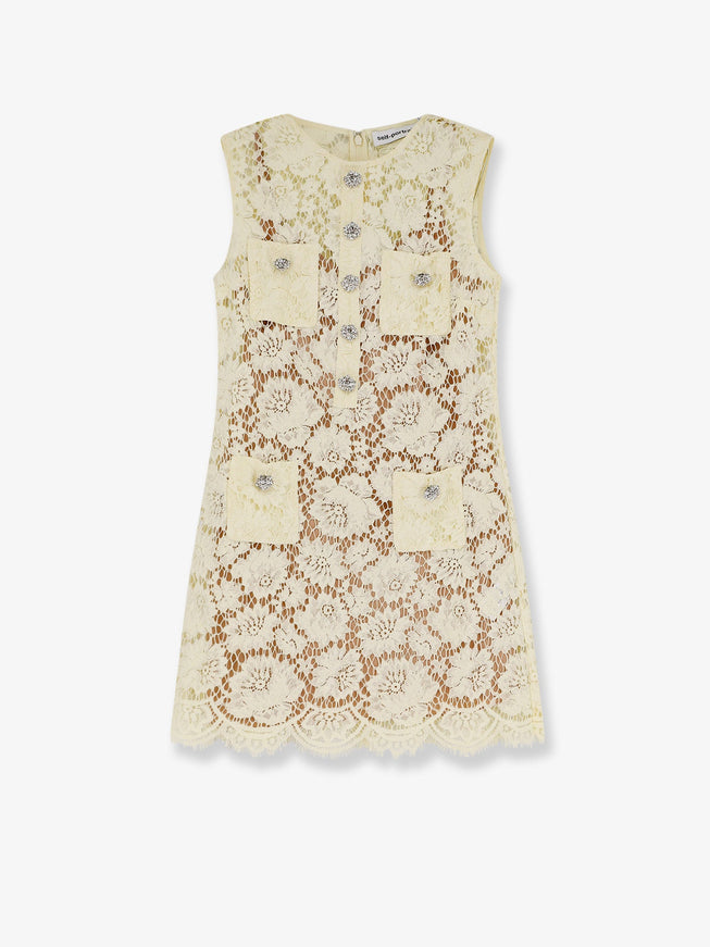 Self Portrait Lace Mini Dress Yellow