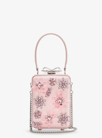 Self Portrait Satin Clutch Bag in Pink Uni Pink