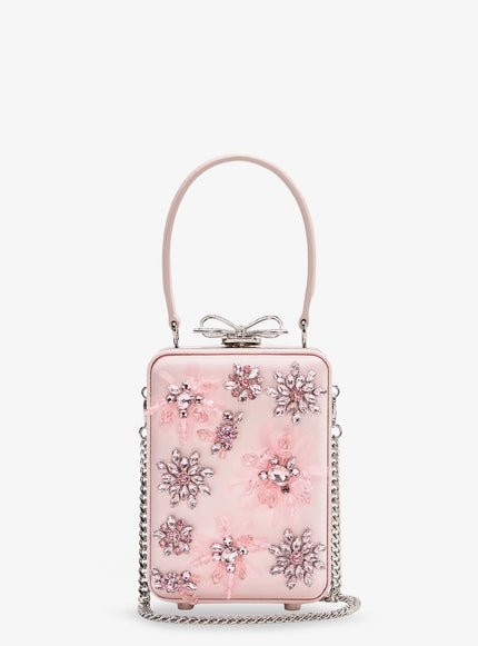 Self Portrait Satin Clutch Bag in Pink Uni Pink