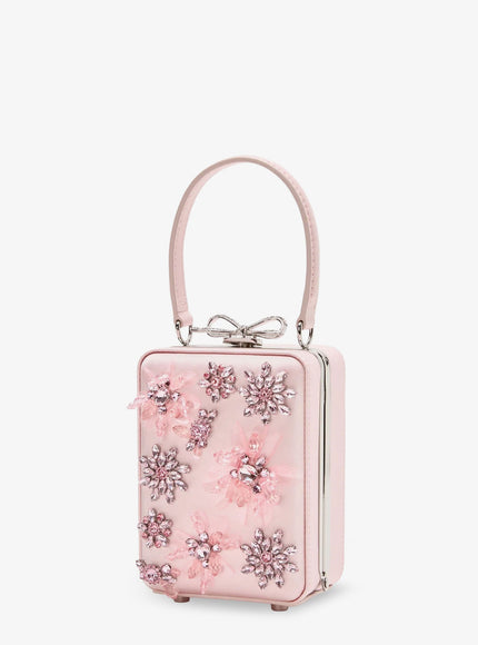 Self Portrait Satin Clutch Bag in Pink
