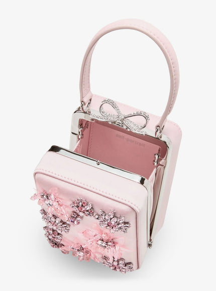 Self Portrait Satin Clutch Bag in Pink