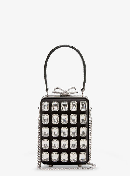 Self Portrait Satin Clutch Bag With Crystals Uni Black