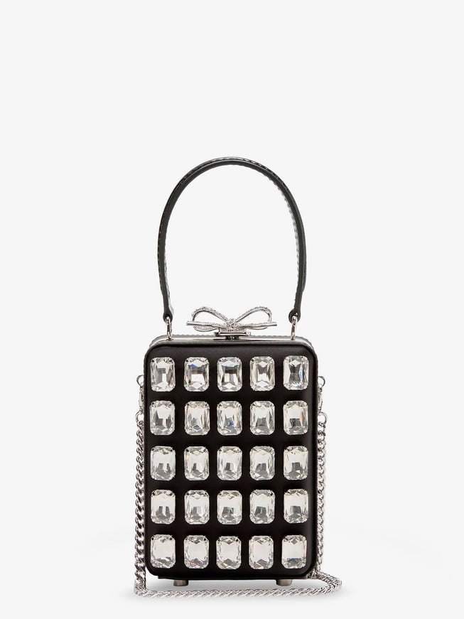 Self Portrait Satin Shoulder Bag With Crystals Uni Black