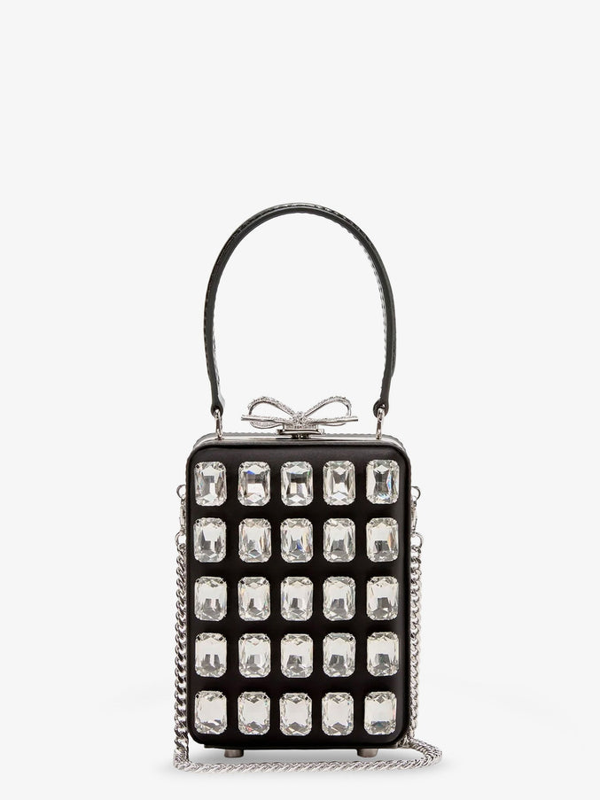 Self Portrait Satin Clutch Bag With Crystals Uni Black