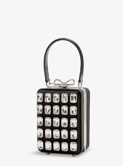 Self Portrait Satin Clutch Bag With Crystals