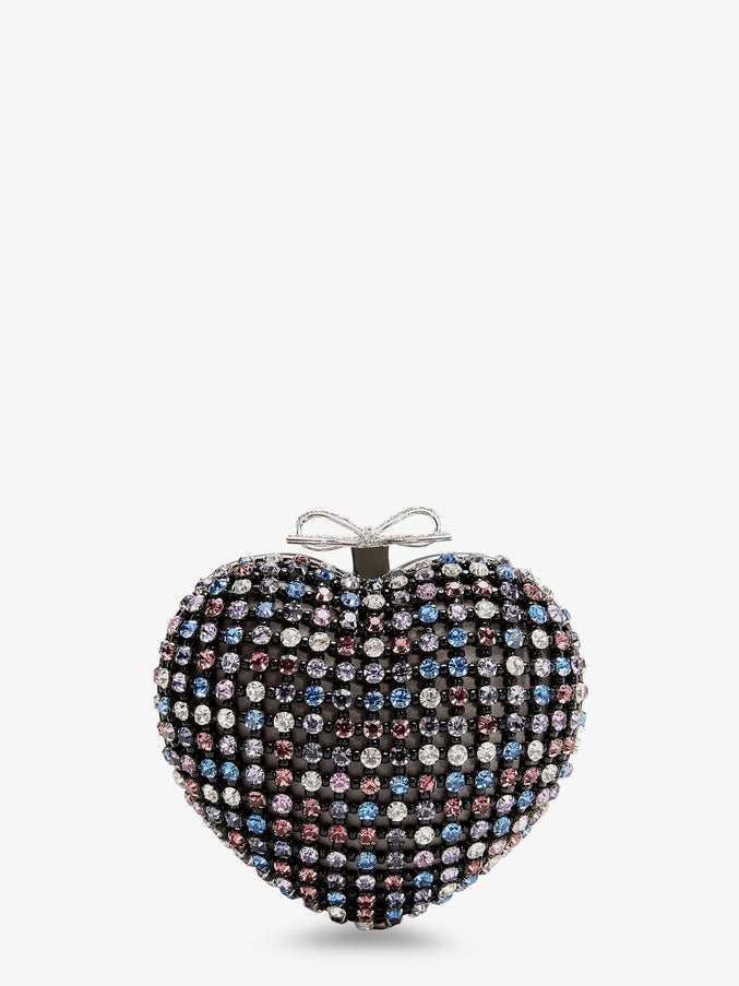 Self Portrait Crystal Heart Clutch Bag Uni Multi Coloured