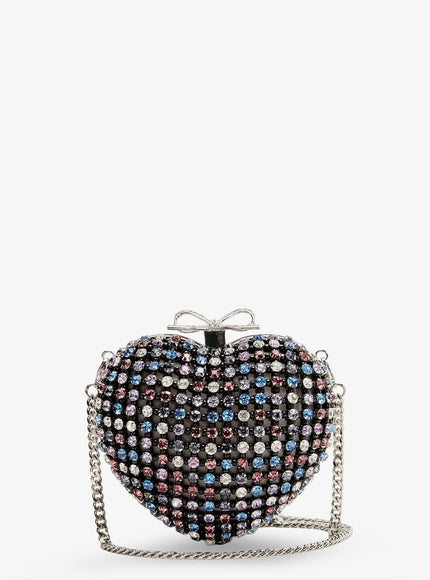 Self Portrait Crystal Heart Clutch Bag