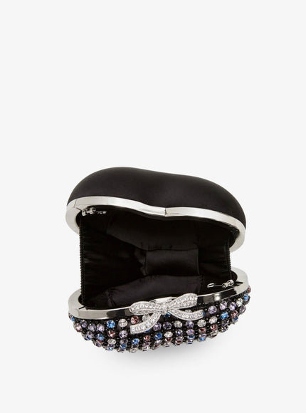 Self Portrait Crystal Heart Clutch Bag