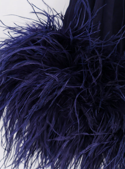 Self Portrait Chiffon Long Dress With Ostrich Feathers