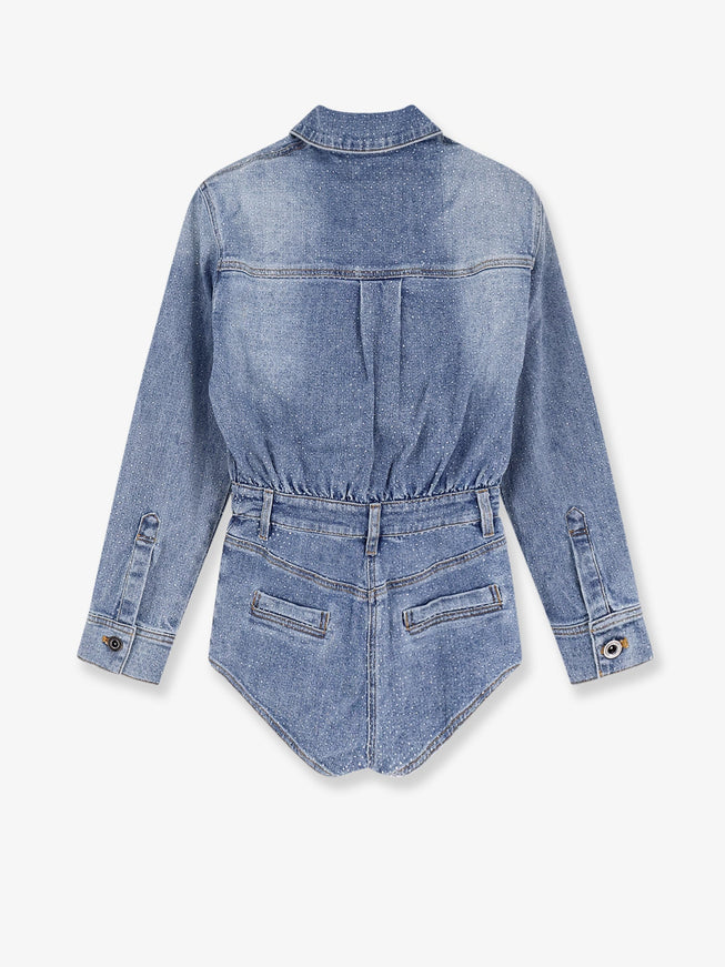 Self Portrait Denim Jumpsuit With Rhinestones