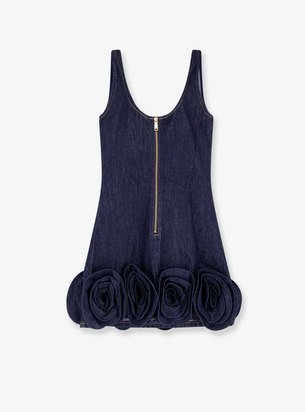 Self Portrait Denim Mini Dress With 3D Flowers