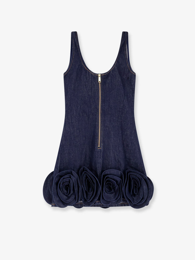 Self Portrait Denim Mini Dress With 3D Flowers