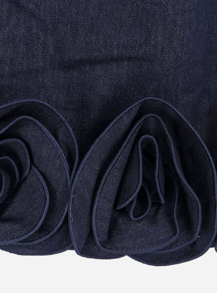 Self Portrait Denim Mini Dress With 3D Flowers