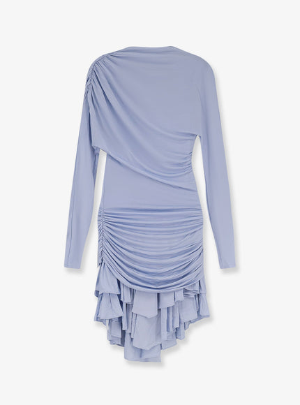 Self Portrait Gathered Jersey Mini Dress Blue