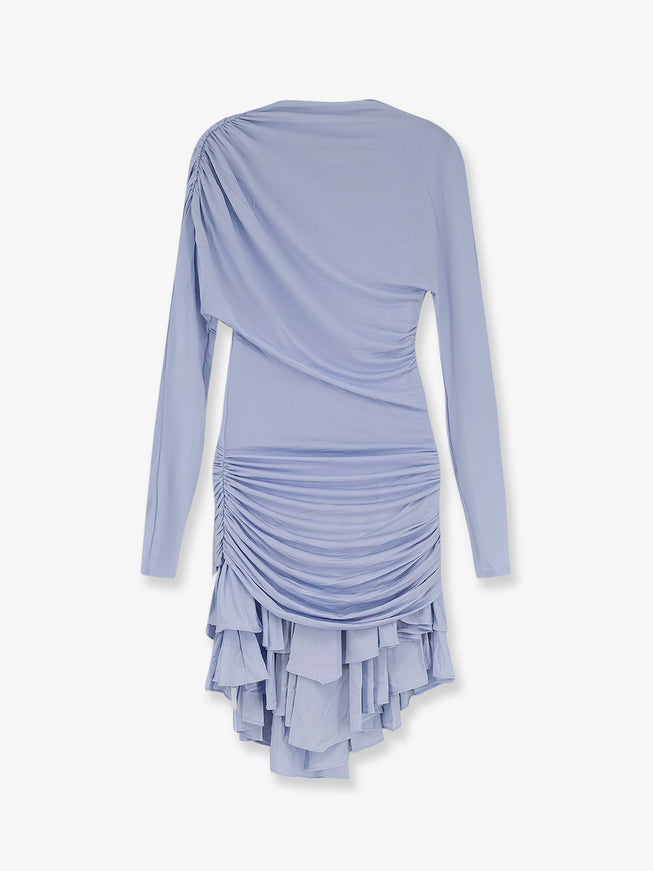 Self Portrait Gathered Jersey Mini Dress Blue
