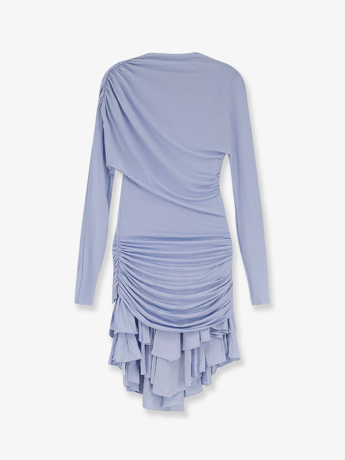 Self Portrait Gathered Jersey Mini Dress Blue