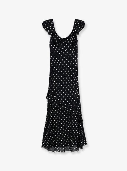 Self Portrait Polka-Dots Viscose Dress Black
