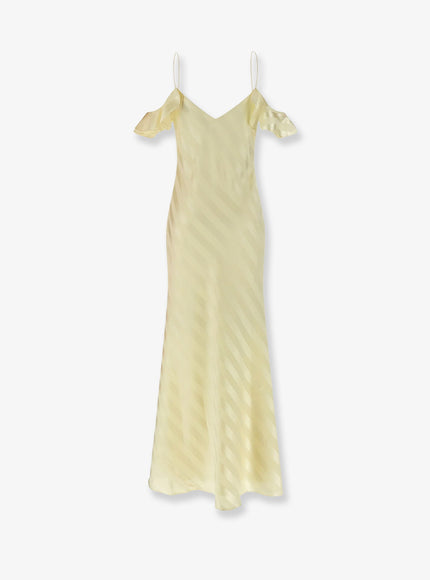 Self Portrait Striped Satin Long Dress