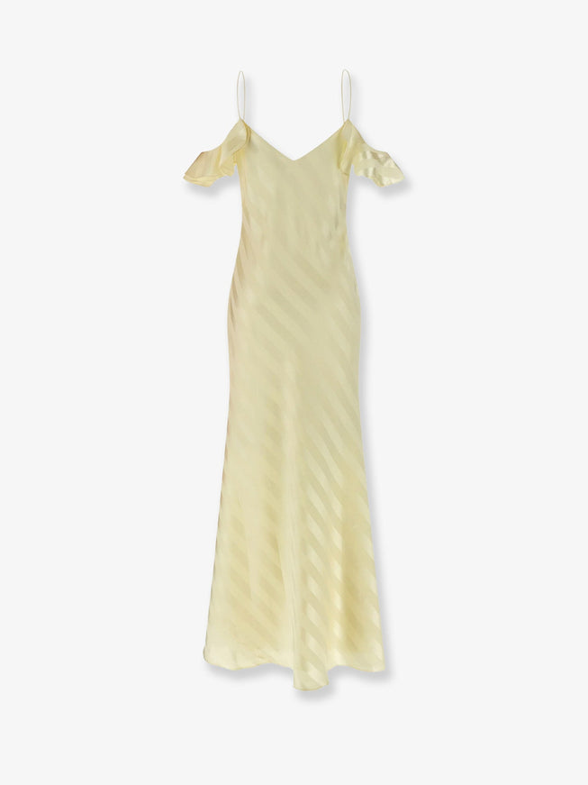 Self Portrait Striped Satin Long Dress