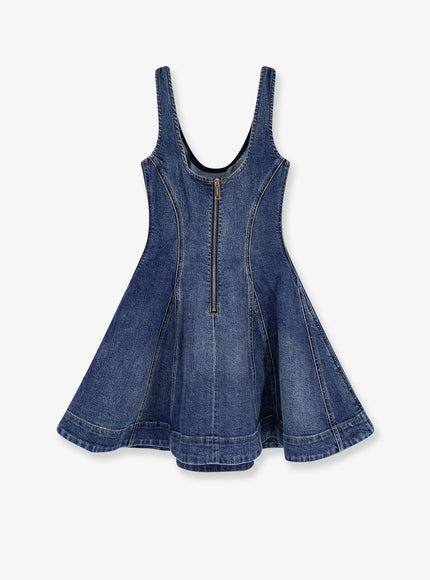 Self Portrait Flared Denim Mini Dress