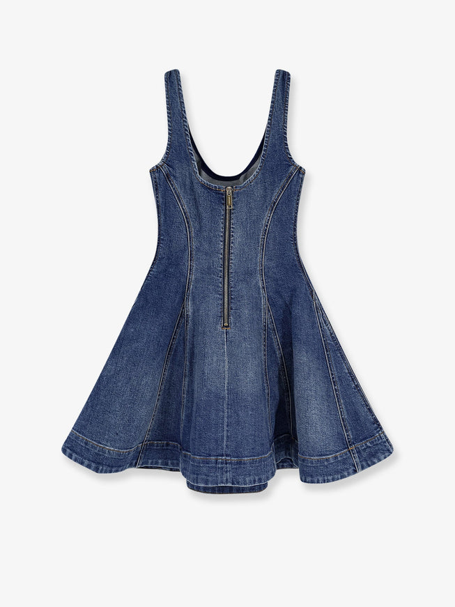 Self Portrait Flared Denim Mini Dress