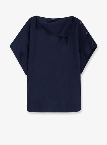 Soeur Issa Top In Linen Blend Navy