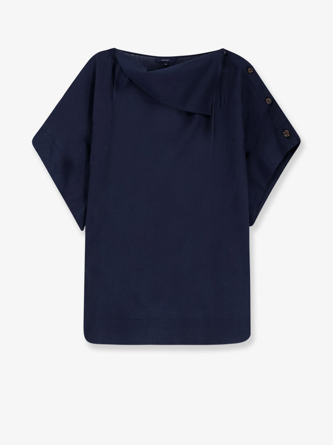 Soeur Issa Top In Linen Blend Navy