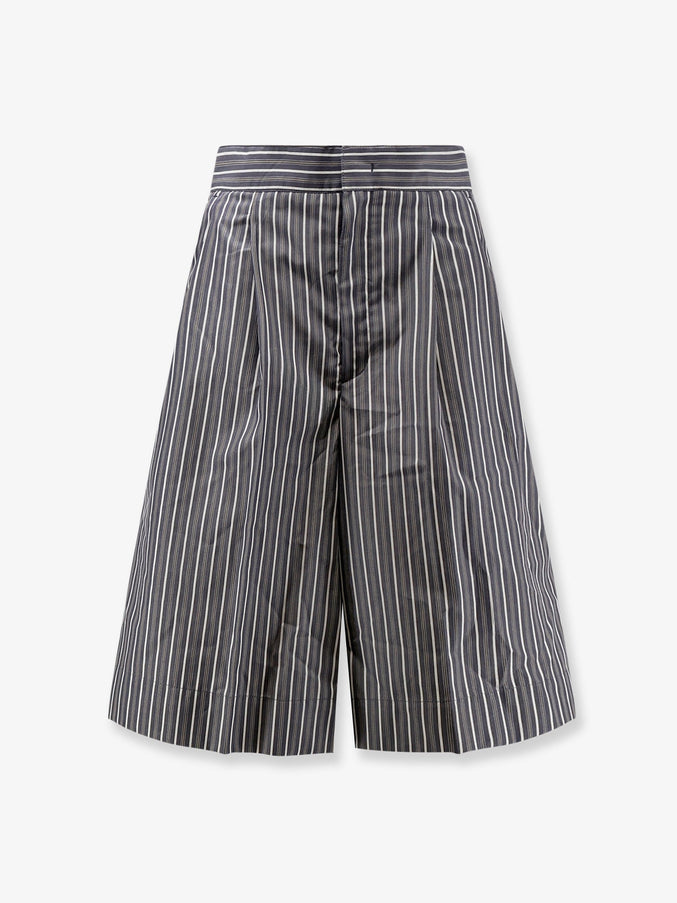 Soeur Henna Striped Cotton Bermuda Shorts Noir Cardamome