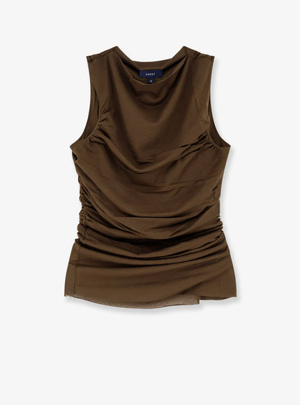 Soeur Irina Extra-Fine Cotton Crêpe Top Kaki Bronze