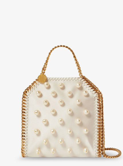 Stella Mccartney Falabella Satin Crossbody Bag With Vegan Pearl Detail Uni Pure White
