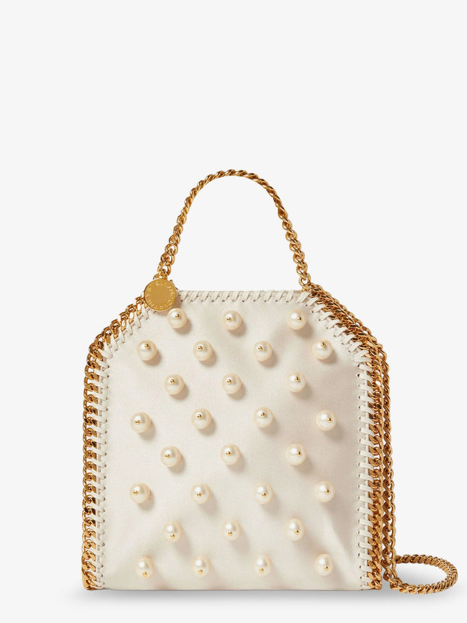 Stella Mccartney Falabella Satin Crossbody Bag With Vegan Pearl Detail Uni Pure White