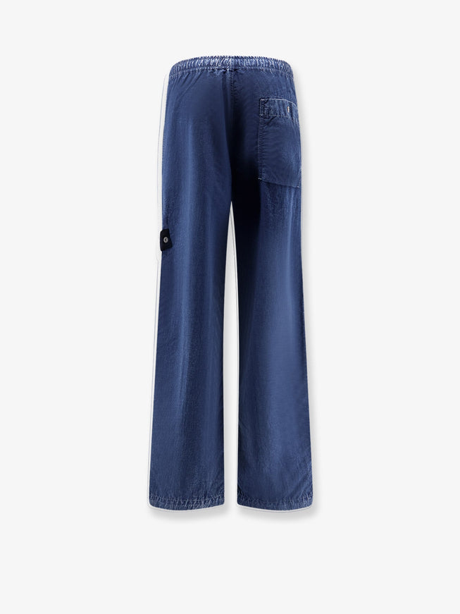 Stone Island Denim Research Nylon Trousers With Side Logo Patch