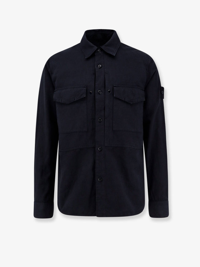 Stone Island Cotton And Linen Shirt Navy Blue
