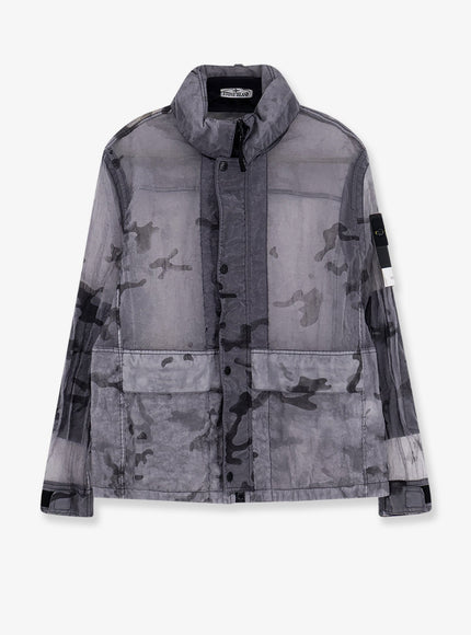 Stone Island Faded Camo Monofilamento-Ovd Jacket Blue Grey