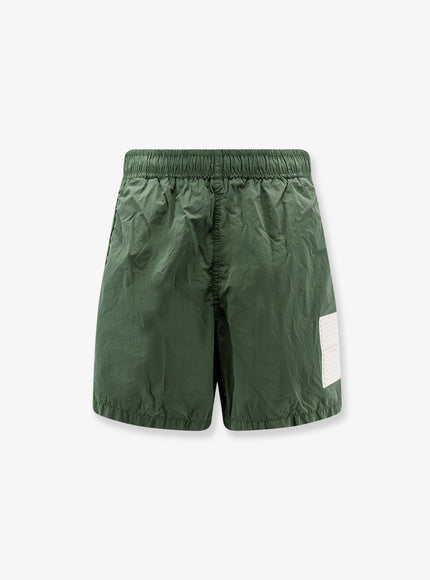 Stone Island Nylon Swim Trunks With Contrasting Logo Patch Quartz Green