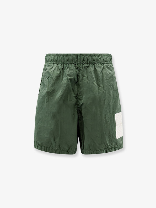 Stone Island Nylon Swim Trunks With Contrasting Logo Patch Quartz Green